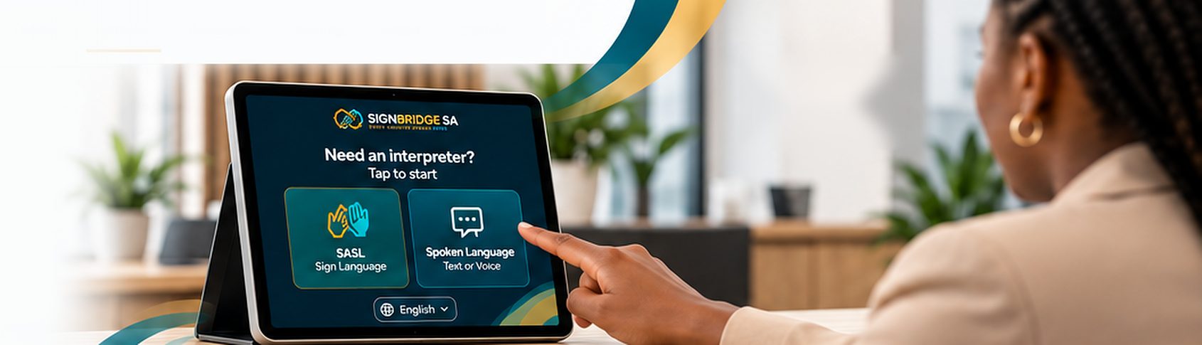 A customer taps the SASL option on the SignBridge SA tablet